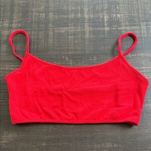 Garage Red Ribbed Cropped Cami